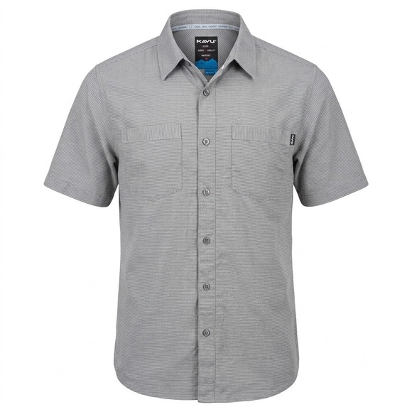 Kavu Other - KAVU Men's Striped Short Sleeve Button-Up Shirt Gray Size M Casual